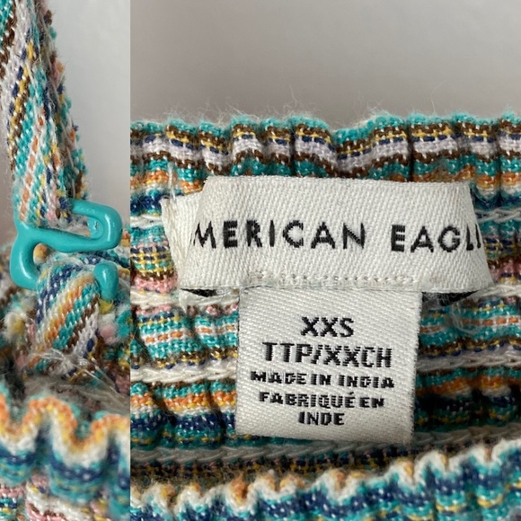 American Eagle AEO Ladies' Sundress Striped Smocked Button-Down Midi Dress XXS - Picture 11 of 12